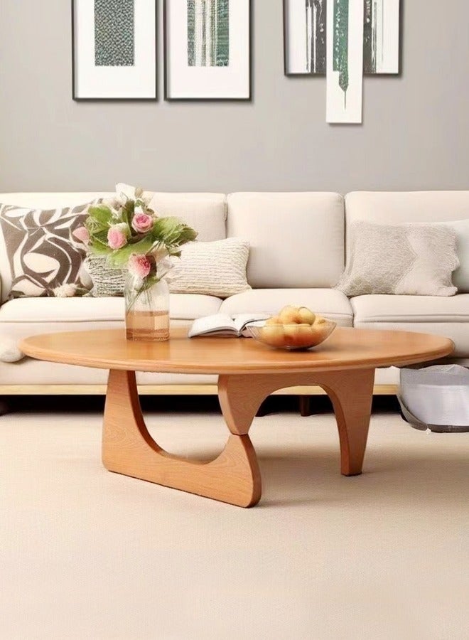 Raffine طاولة قهوة حديثة بتصميم تجريدي من منتصف القرن مع إطار خشبي طاولة جانبية مثلثة صغيرة طاولة مركزية عتيقة لغرفة المعيشة أو الفناء أو الشرفة 83x40 سم - Image 3