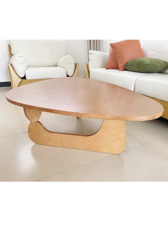 Raffine طاولة قهوة حديثة بتصميم تجريدي من منتصف القرن مع إطار خشبي طاولة جانبية مثلثة صغيرة طاولة مركزية عتيقة لغرفة المعيشة أو الفناء أو الشرفة 83x40 سم - Image 5