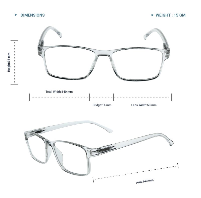 LENS+ Lensplus Rectangle TR Full Rim Eyeglasses with Blue Cut Lightweight Unisex Eyewear for Men & Women | Stylish Computer & Daily Use Frame - Image 3