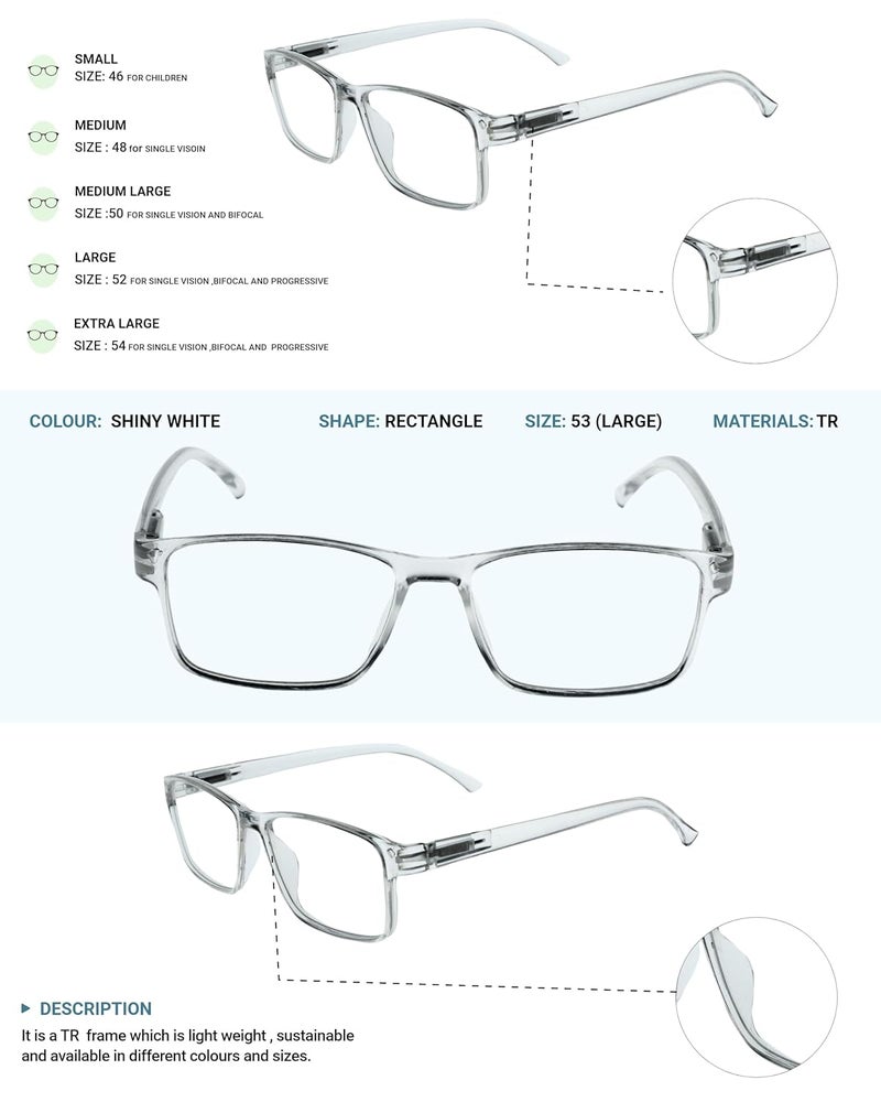 LENS+ Lensplus Rectangle TR Full Rim Eyeglasses with Blue Cut Lightweight Unisex Eyewear for Men & Women | Stylish Computer & Daily Use Frame - Image 4