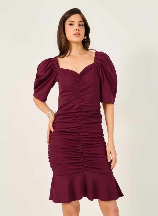 Styli Ruched Puff Sleeve Dress  - Image 1