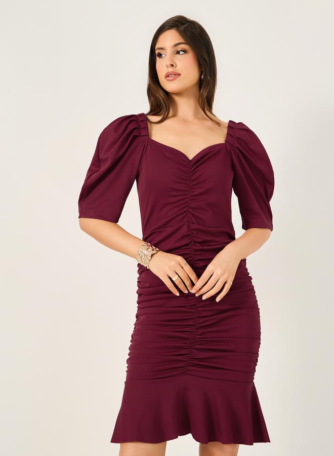 Styli Ruched Puff Sleeve Dress  - Image 3