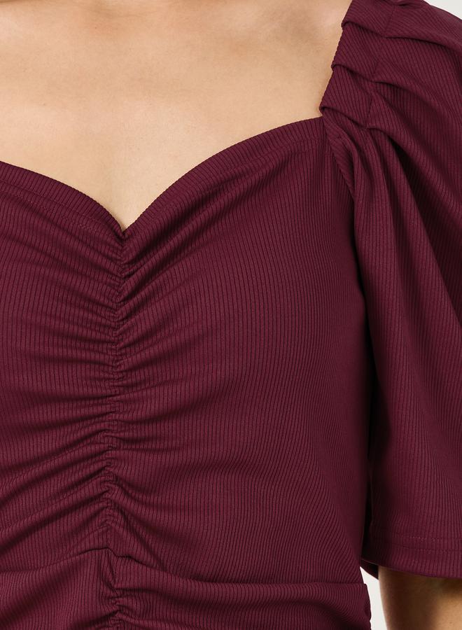 Styli Ruched Puff Sleeve Dress  - Image 5