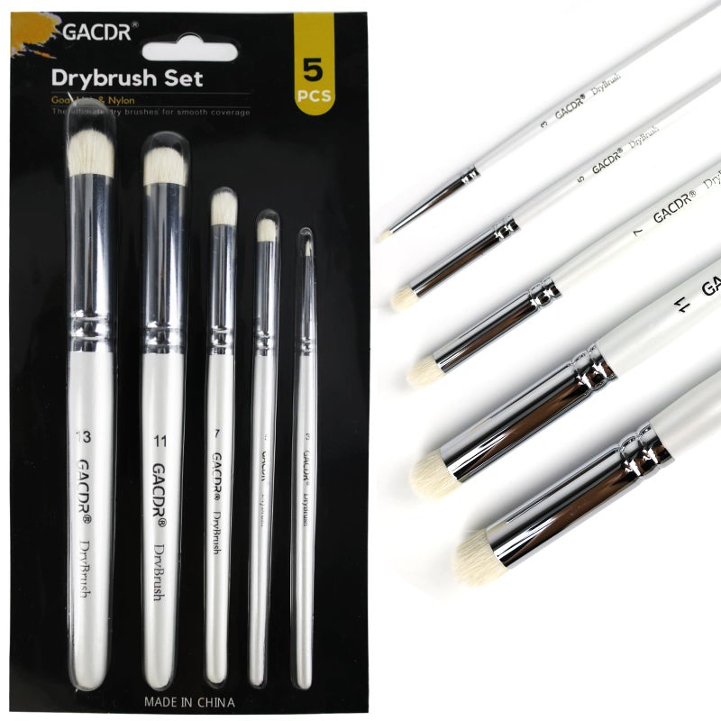 GACDR Dry Brush Miniature Painting 5 Sizes Drybrush Set for Miniature 40k Citadel Model PaintHobby Detail Paint Brushes