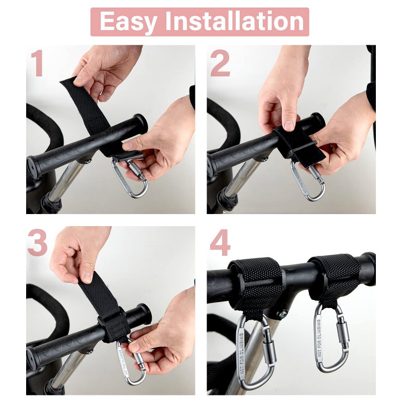 Longomat Baby Stroller Hook, Clip or Hang a Diaper Bag to Your Pram or Buggy, 2 Pieces - Image 3