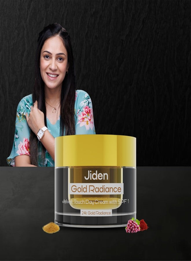 JIDEN Gold Radiance Day Cream SPF 15 for Men & Women-50gm, Enriched with Swarna Bhasma/Saffron Extract/Rosemary Extract, Remove Dark Spots & Tightens Skin Pores, Removing Toxins for All Skin Types - Image 4