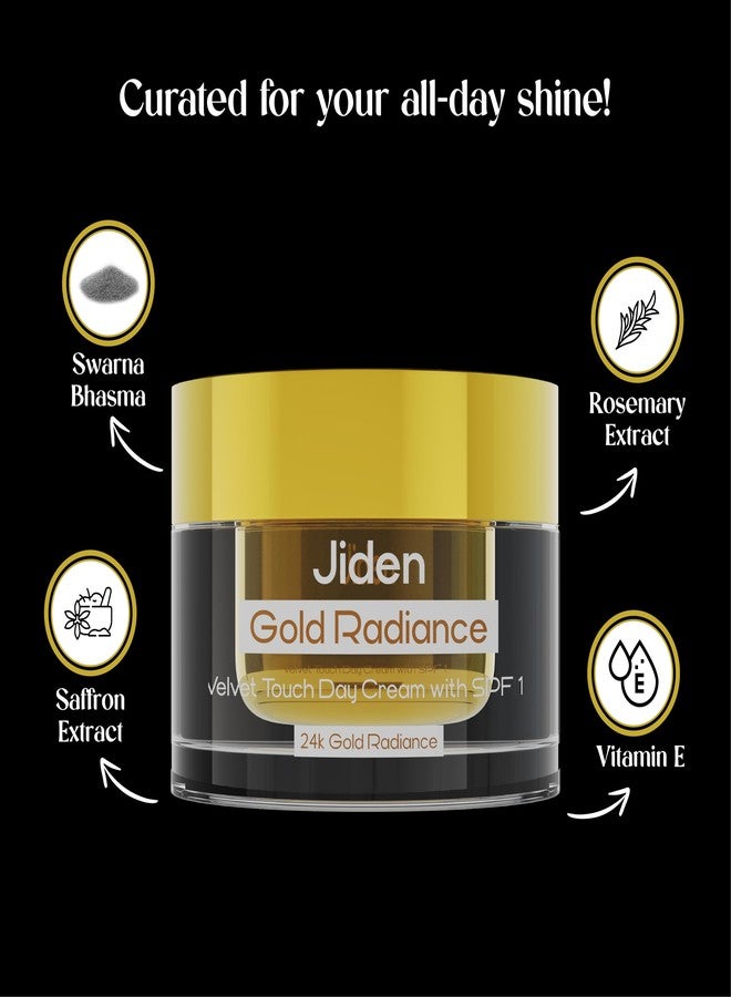 JIDEN Gold Radiance Day Cream SPF 15 for Men & Women-50gm, Enriched with Swarna Bhasma/Saffron Extract/Rosemary Extract, Remove Dark Spots & Tightens Skin Pores, Removing Toxins for All Skin Types - Image 3