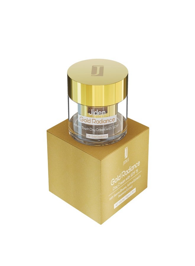 JIDEN Gold Radiance Day Cream SPF 15 for Men & Women-50gm, Enriched with Swarna Bhasma/Saffron Extract/Rosemary Extract, Remove Dark Spots & Tightens Skin Pores, Removing Toxins for All Skin Types - Image 1