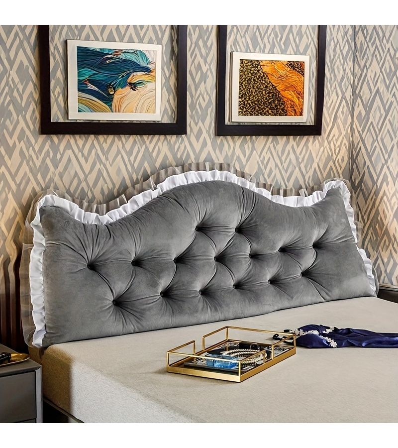 Light Green Elegant Princess Headboard Cushion Soft Backrest Comfy Mattress Support - Image 1
