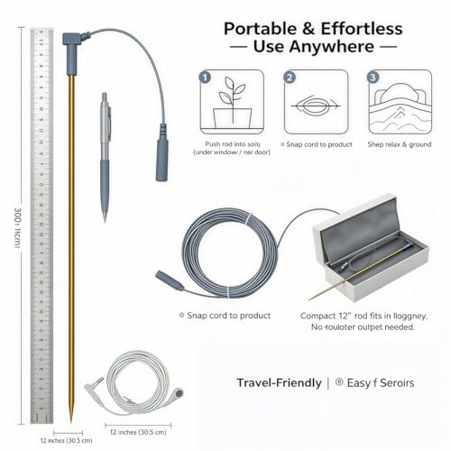 U ANNPER Copper Grounding Rod Kit with 40ft female cord and 15ft extended cord, connect yoga grouding mat, grounding sheet, blankets and Anti-static workbench to the earth, Portable Earth Connection kit - Image 3