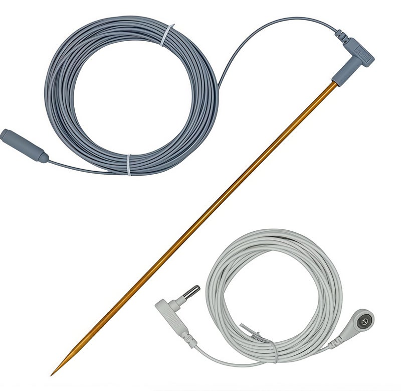 U ANNPER Copper Grounding Rod Kit with 40ft female cord and 15ft extended cord, connect yoga grouding mat, grounding sheet, blankets and Anti-static workbench to the earth, Portable Earth Connection kit - Image 1
