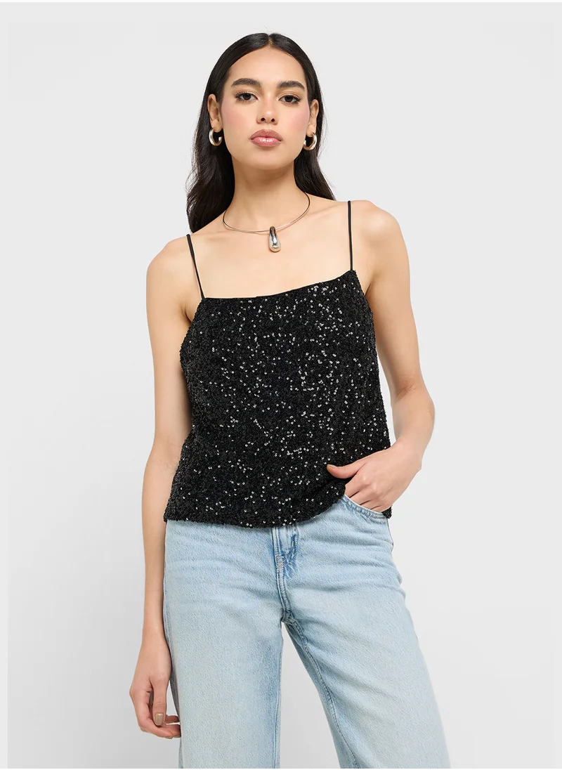 جينجر Sequin Embellished Cami Top