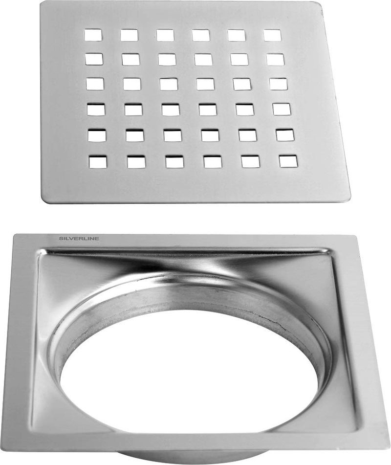 Silverline SILVER LINE Stainless Steel Bathroom Drain, Floor Jali, MATT Finish, Size 6" x 6" (SS6-150-1) - Image 2