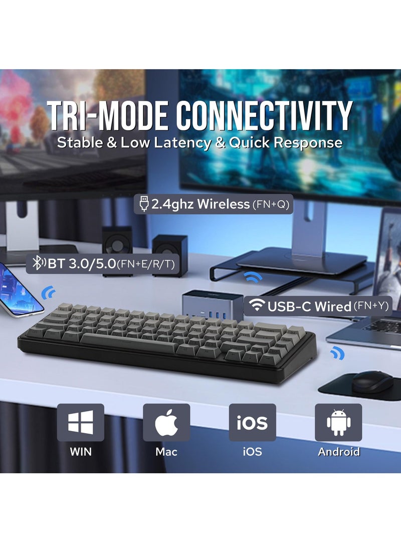 AULA F65 65% Wireless Mechanical Keyboard, Bluetooth/2.4GHz/Wired, Hot Swappable Gasket Custom Gaming Keyboard with Five-Layer Padding, RGB Backlit - Image 3