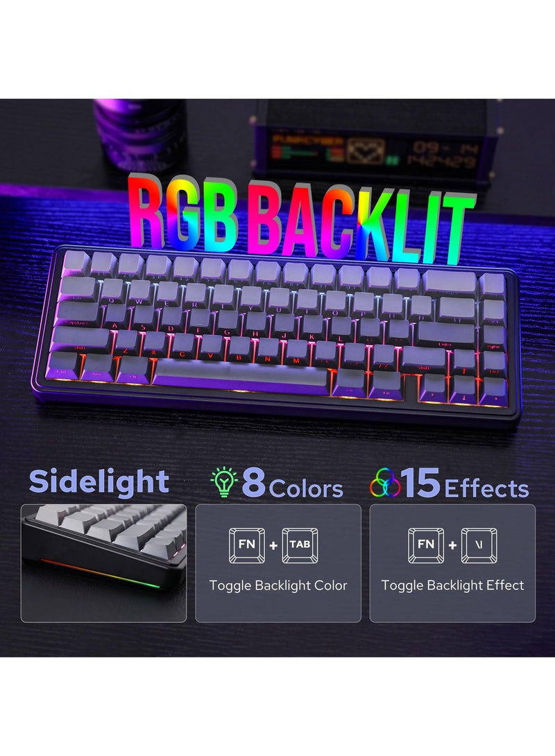 AULA F65 65% Wireless Mechanical Keyboard, Bluetooth/2.4GHz/Wired, Hot Swappable Gasket Custom Gaming Keyboard with Five-Layer Padding, RGB Backlit - Image 5