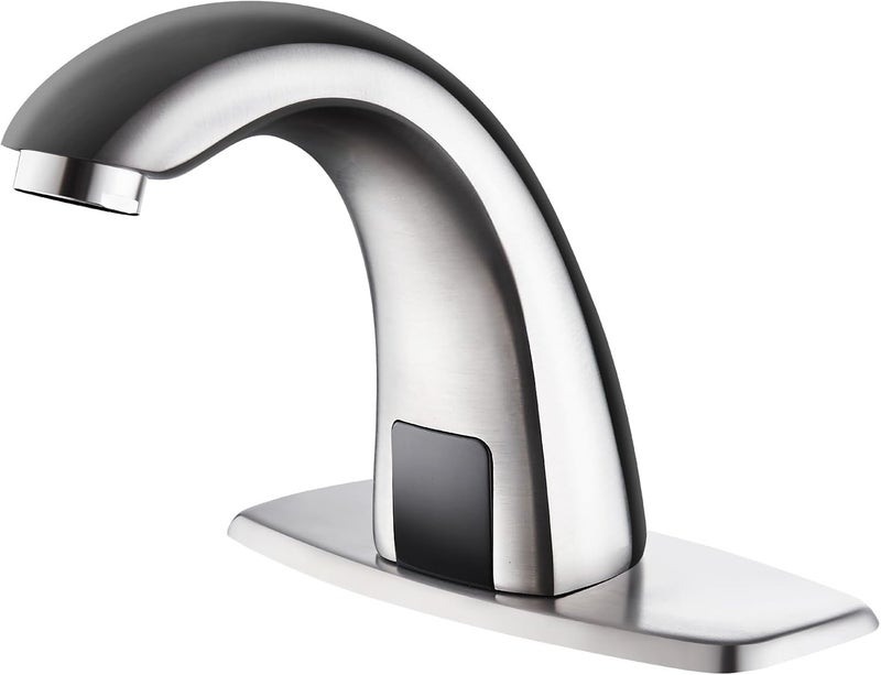 LUXICE Touchless Bathroom Sink Faucet - Automatic Motion Sensor Faucet - Battery Opertated for Commercial,Brushed Nickel - Image 1