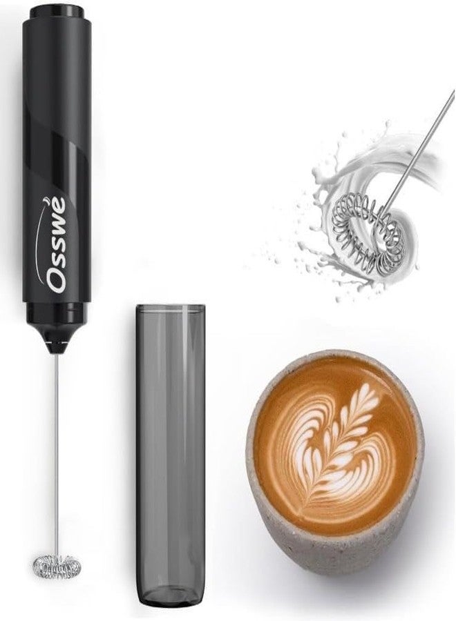 Osswe Premium Handheld Milk Frother with Cover, Battery Operated Drink Mixer Handheld Easy to Carry Electric Frother Wand For Coffee, Latte, Cappuccino, Frappe Drink, Hot Chocolate, Black - Image 3