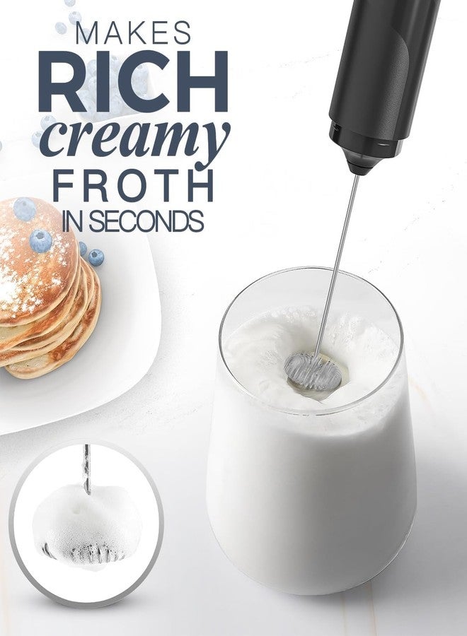 Osswe Premium Handheld Milk Frother with Cover, Battery Operated Drink Mixer Handheld Easy to Carry Electric Frother Wand For Coffee, Latte, Cappuccino, Frappe Drink, Hot Chocolate, Black - Image 2