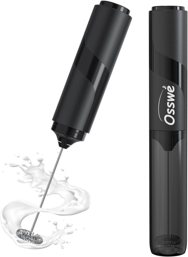Osswe Premium Handheld Milk Frother with Cover, Battery Operated Drink Mixer Handheld Easy to Carry Electric Frother Wand For Coffee, Latte, Cappuccino, Frappe Drink, Hot Chocolate, Black - Image 1
