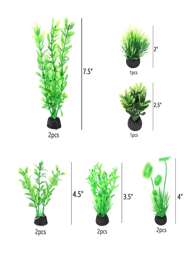 AQUANEAT Artificial Fish Tank Plants, Plastic Aquarium Decorations, Green Accessories, 10pcs - Image 2