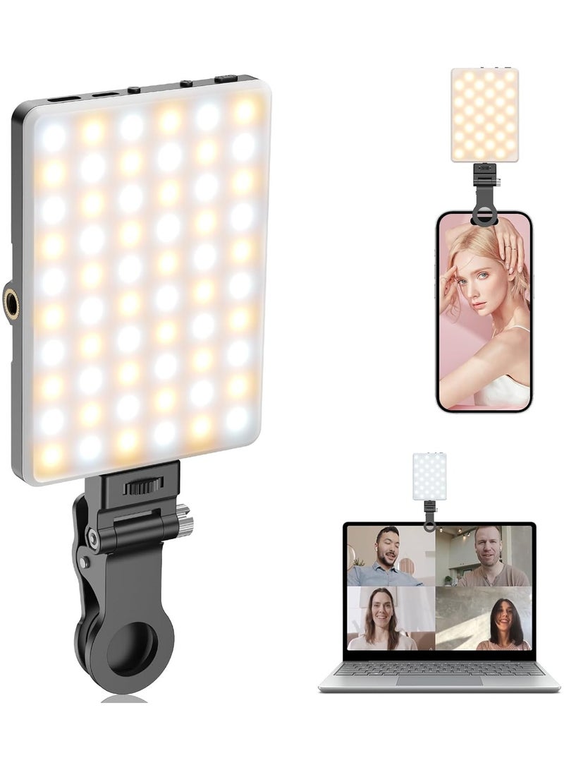 Portable Rechargeable Selfie Light – 60 LED Clip-On Phone Light with Dual 1/4" Screw Holes – Dimmable 2500K-9000K - Image 1