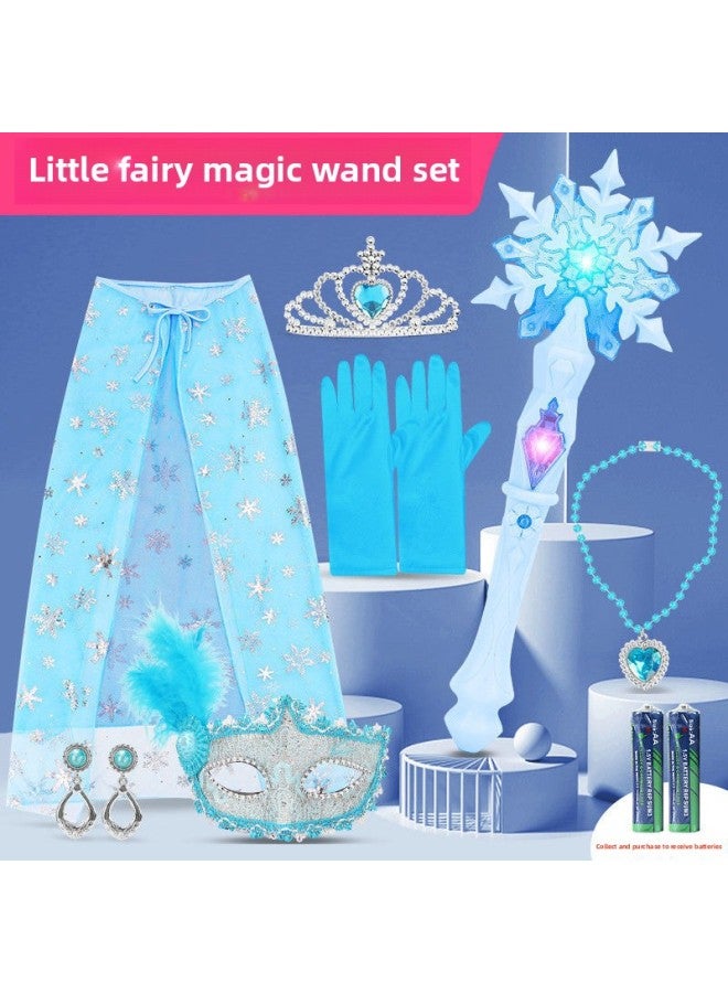 Loquat Balala Magic Wand Little Fairy Glow Stick Toy Little Magic Fairy Colorful Glitter Stick Suit Children's Baby Bright-Color:Blue-snowflake Magic Wand 【luxury Complete Set】/free Battery ♢ - Image 2