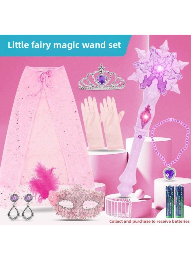 Loquat Balala Magic Wand Little Fairy Glow Stick Toy Little Magic Fairy Colorful Glitter Stick Suit Children's Baby Bright-Color:Blue-snowflake Magic Wand 【luxury Complete Set】/free Battery ♢ - Image 3