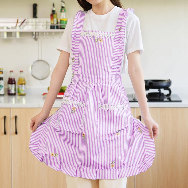 Aoomzoon Funny Aprons for Women with Pockets, Kitchen Cooking Grilling Bbq Cute Chef Apron, Mothers Day Birthday Gifts for Women (Pink/Stripe) - Image 3