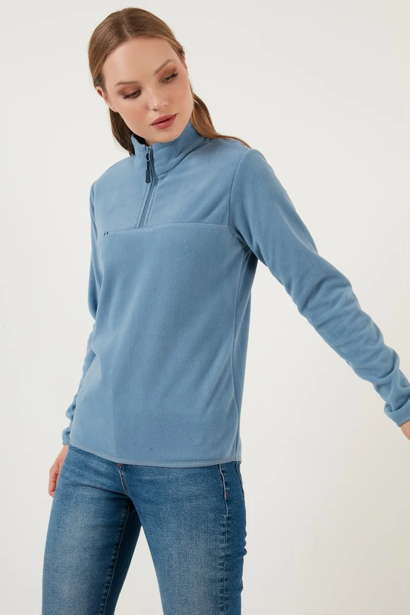 ليلا Soft Textured Half Zipper Stand Collar Polar Women's Fleece 5907000
