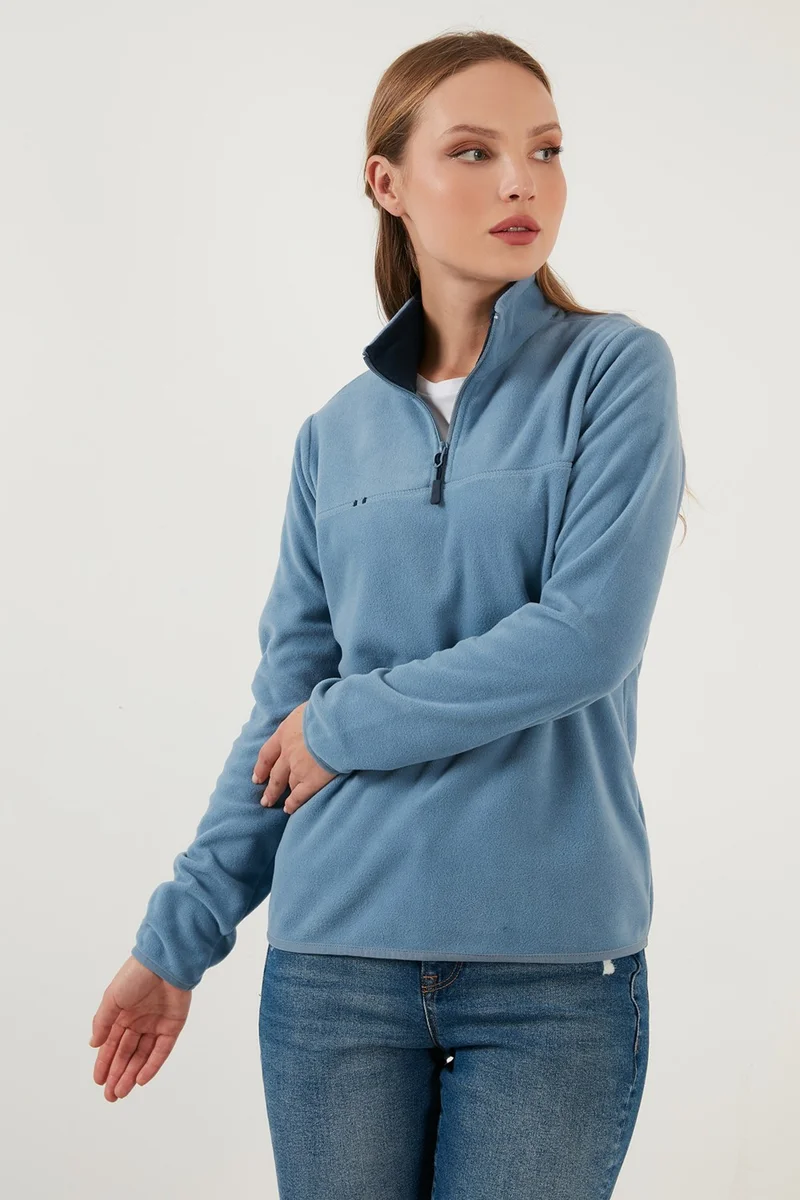 ليلا Soft Textured Half Zipper Stand Collar Polar Women's Fleece 5907000
