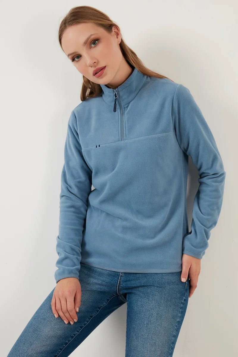 ليلا Soft Textured Half Zipper Stand Collar Polar Women's Fleece 5907000