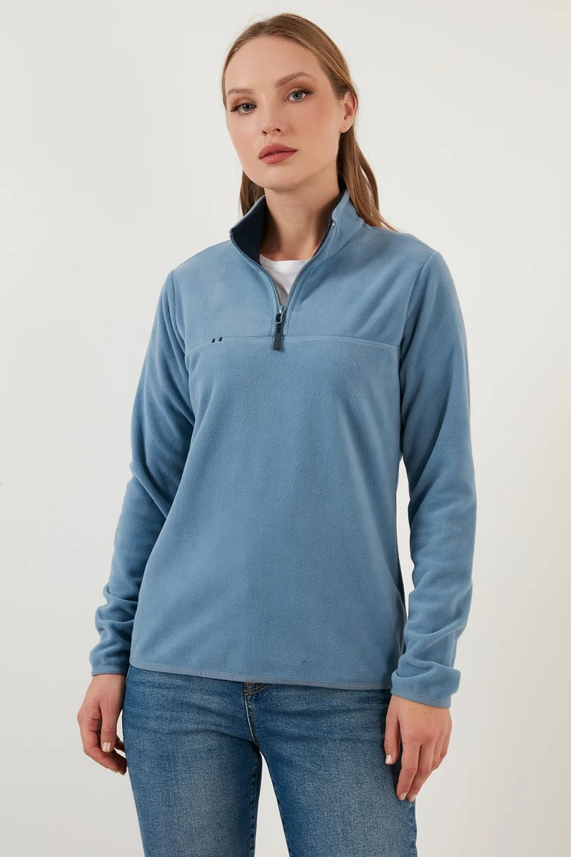 ليلا Soft Textured Half Zipper Stand Collar Polar Women's Fleece 5907000