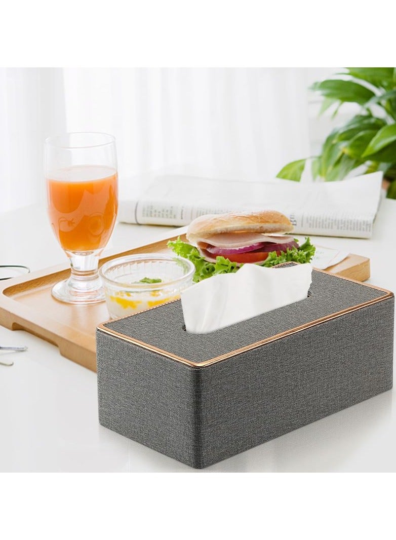 KASTWAVE Tissue Box Cover, PU Leather Tissue Box Cover - Elegant Rectangular Holder for Home, Office, and Car Decor - 9.84"X5.23" X3.77" Dimensions - Stylish and Functional Tissue Box Case (Gray) - Image 5