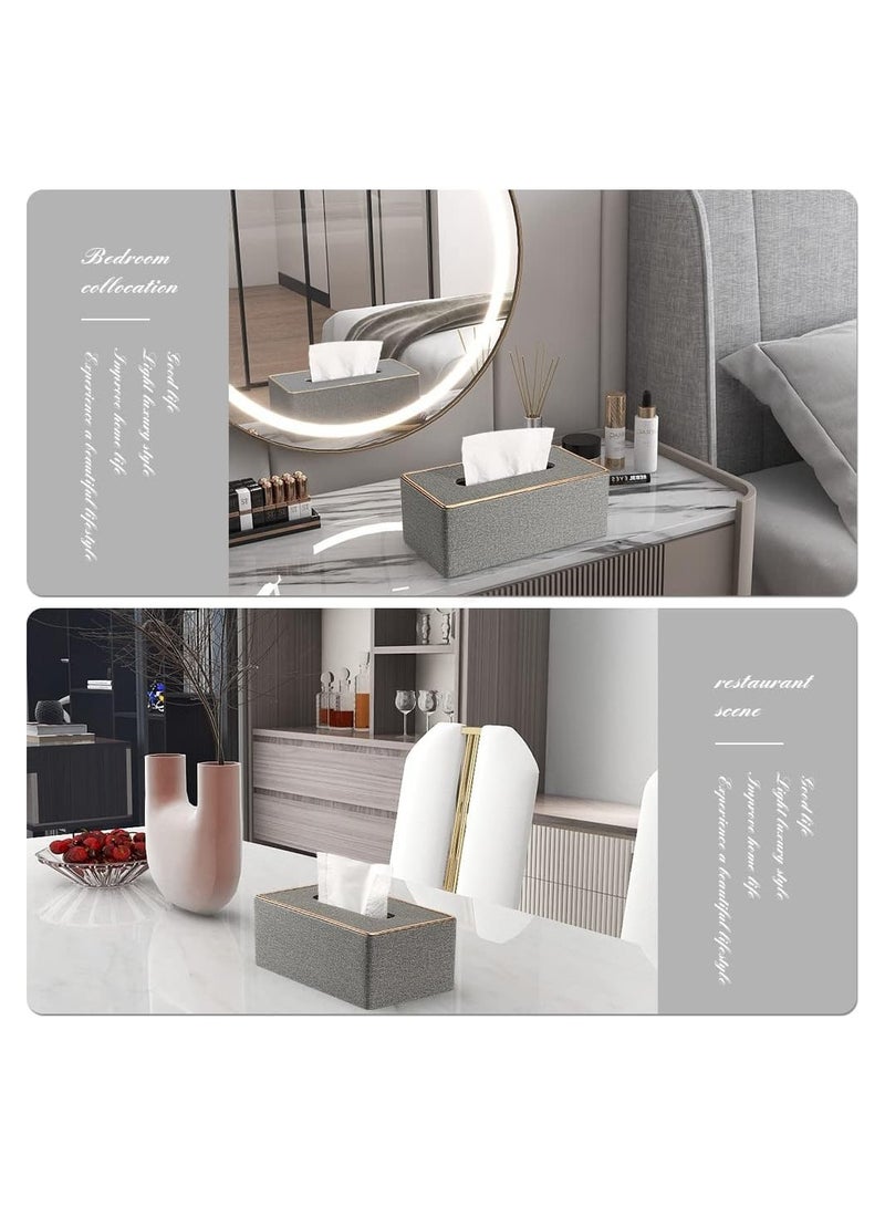KASTWAVE Tissue Box Cover, PU Leather Tissue Box Cover - Elegant Rectangular Holder for Home, Office, and Car Decor - 9.84"X5.23" X3.77" Dimensions - Stylish and Functional Tissue Box Case (Gray) - Image 4