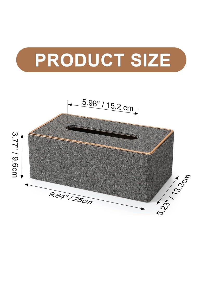 KASTWAVE Tissue Box Cover, PU Leather Tissue Box Cover - Elegant Rectangular Holder for Home, Office, and Car Decor - 9.84"X5.23" X3.77" Dimensions - Stylish and Functional Tissue Box Case (Gray) - Image 2