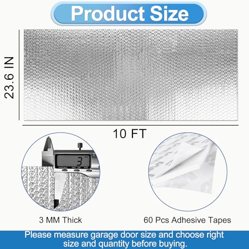 ToLanbbt Reflective Insulation Roll, 23.6IN x 10FT Double Bubble Wrap Insulation Sheet, Reflective Aluminum Foil 3MM Thermal Shield Radiant Barrier with 60 Pcs Adhesive Tapes for Window RV Attic Wall - Image 2