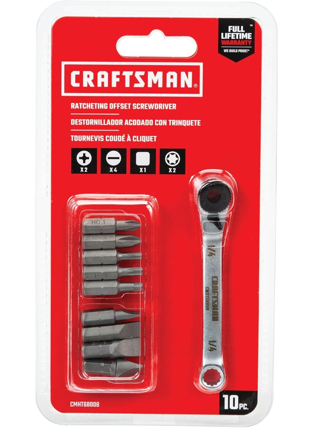 CRAFTSMAN CRAFTSMAN Screwdriver Set Ratcheting Offset MultiBit 10 Piece CMHT68008  - Image 5