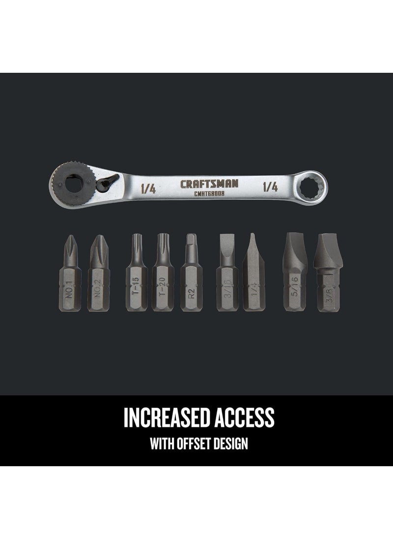 CRAFTSMAN CRAFTSMAN Screwdriver Set Ratcheting Offset MultiBit 10 Piece CMHT68008  - Image 4