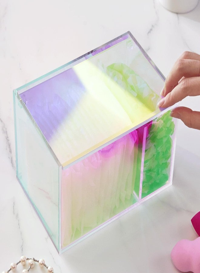 MKOSAB Tampon Holder for Bathroom Organizer, Rainbow Acrylic Storage Box with Lid - Vanity Makeup Organizer, Bathroom Storage for Cotton Balls, Pads, Hair Accessories, Bathroom Accessories for Girls Decor - Image 5