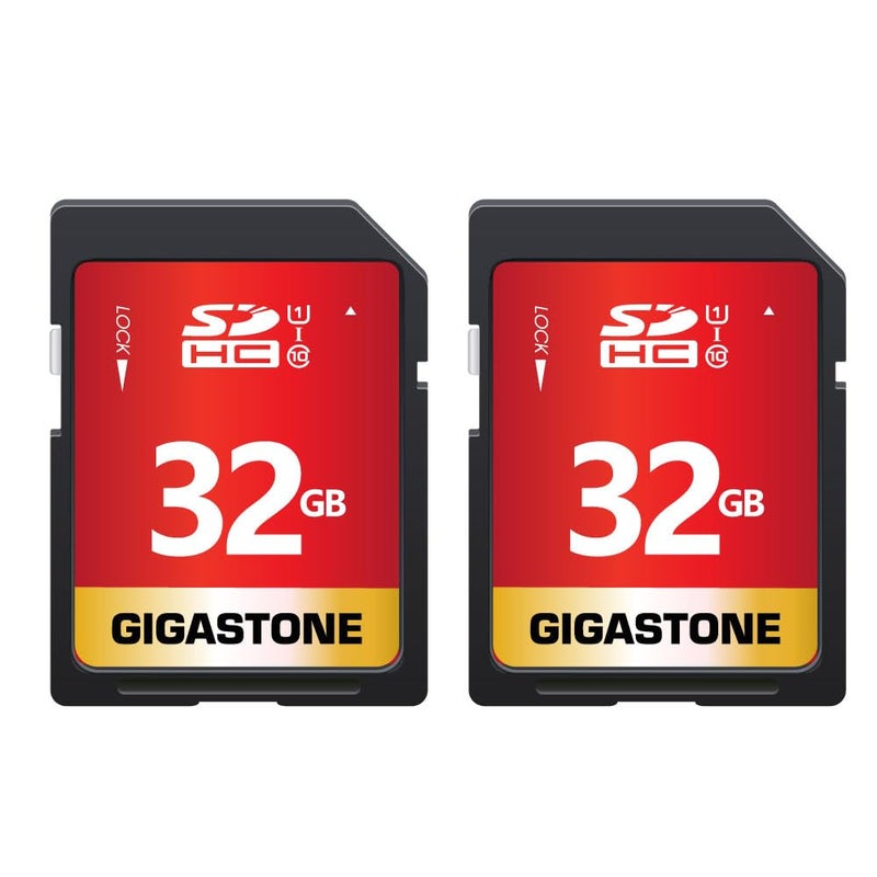 Gigastone 32GB SD Card 2 Pack, UHS-I U1 Class 10 SDHC Memory Card High-Speed Full HD Video Canon Nikon Sony Pentax Kodak Olympus Digital Camera - Image 1