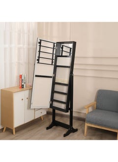 DANUBE HOME Verona Free Standing Jewelry Cabinet with Mirror Jewelry Organizer Free Standing with Higher Full Length Mirror Rear Storage Shelves for Living Room Bedroom Black  - Image 2