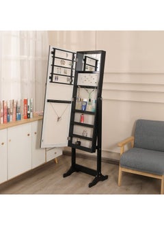 DANUBE HOME Verona Free Standing Jewelry Cabinet with Mirror Jewelry Organizer Free Standing with Higher Full Length Mirror Rear Storage Shelves for Living Room Bedroom Black  - Image 3