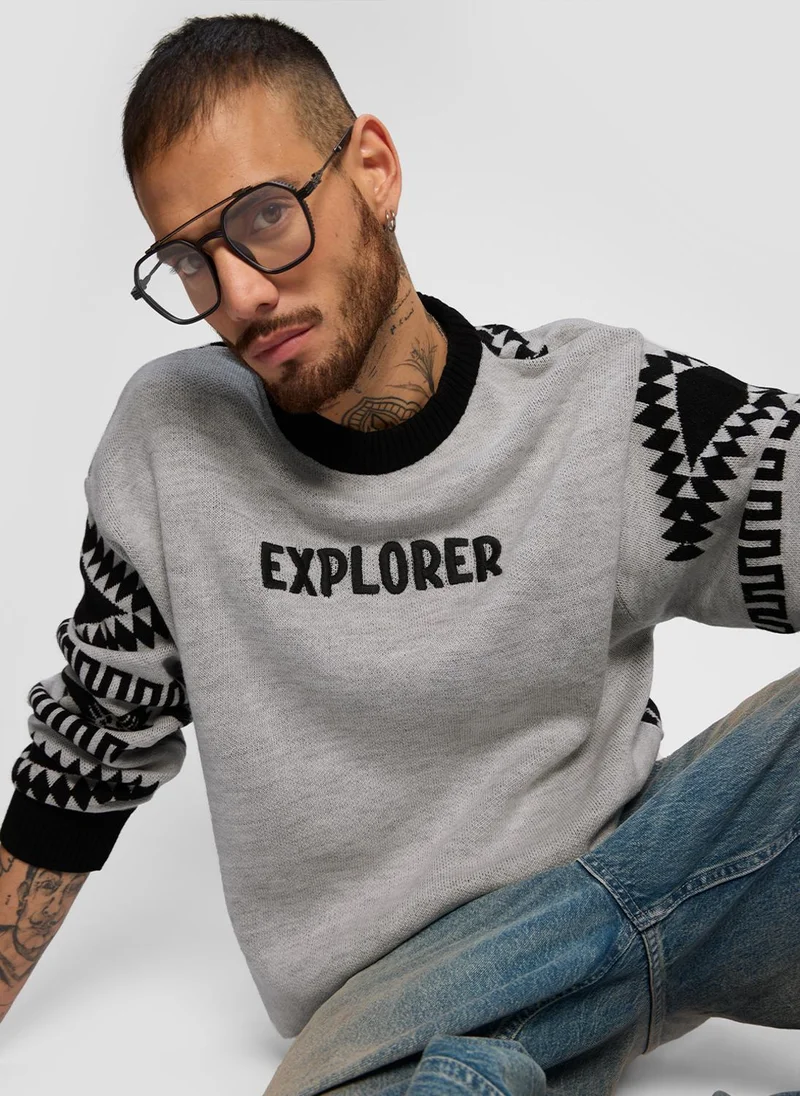 The Souled Store  The Souled Store Men Peanuts Grey Embroidery Oversized Pullovers for Men | Best Price UAE