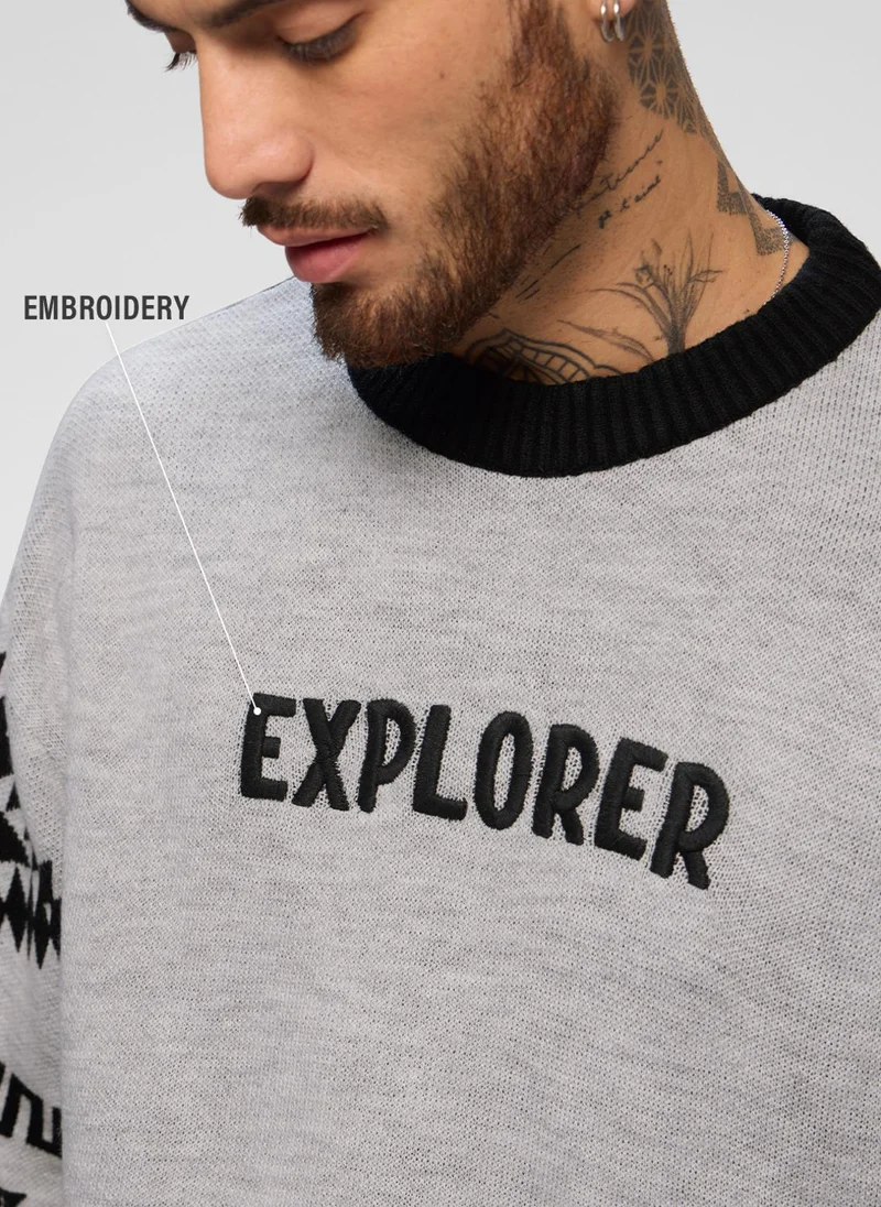 The Souled Store  The Souled Store Men Peanuts Grey Embroidery Oversized Pullovers for Men | Best Price UAE
