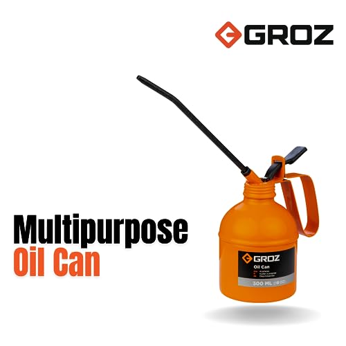GROZ 300 ml Oil Can with 6” Rigid steel spout | Oil Can for Household, Automobiles | Powder Coated Finish | Double Check Valve Steel Pump| Capacity: 300 ml | V300R - Image 2