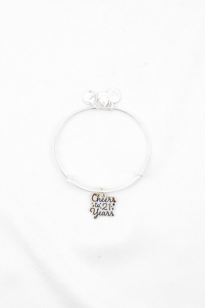 ALEX AND ANI Women Stainless Steel Cheers to 21 Years Bracelet, Silver  - Image 2