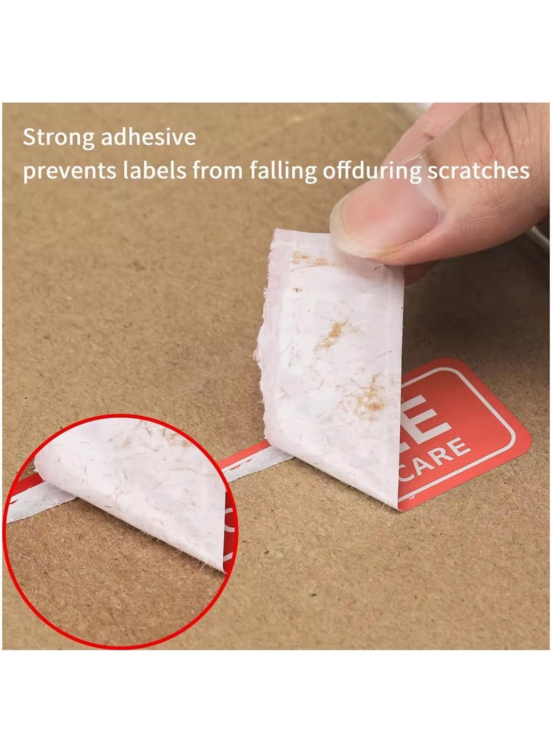 Rubik 2000 قطعة ملصقات هشة، 1"x3" لاصق قوي ملصقات تحذير حمراء هشة تعامل بحذر للشحن والتنقل (2 لفة = 2000 ملصق) - Image 3