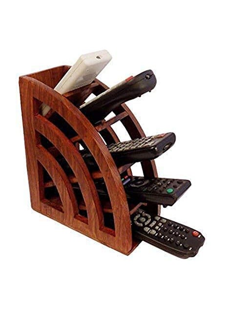 Wooden Art wooden Art Nice Collection Handmade Wooden Remote Control Storage Holder Stand Organizer (Brown)  - Image 1