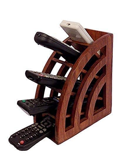 Wooden Art wooden Art Nice Collection Handmade Wooden Remote Control Storage Holder Stand Organizer (Brown)  - Image 2