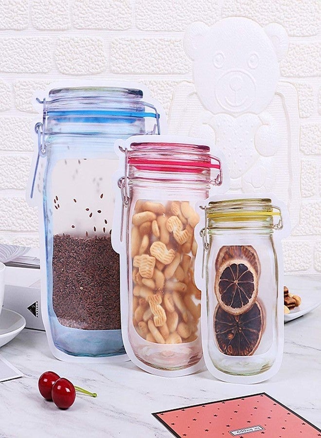CUVLY أكياس تخزين زجاجات CUVLY® 3 قطع قابلة لإعادة الاستخدام ومحكمة الإغلاق، أكياس تخزين للمكسرات والحلوى، أكياس طعام مانعة للتسرب للسفر والتخييم والنزهات، منظم طعام (برطمانات قابلة للقفل) - Image 1